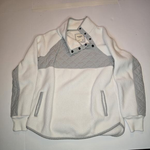 Abercrombie & Fitch Asymmetrical Snap Up Fleece Pullover Small - Picture 1 of 4
